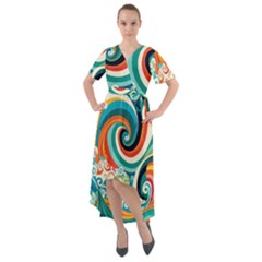 Wave Waves Ocean Sea Abstract Whimsical Front Wrap High Low Dress by Jancukart