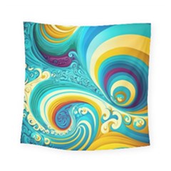 Waves Ocean Sea Abstract Whimsical Square Tapestry (small) by Jancukart
