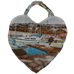 Alone On Gardasee, Italy  Giant Heart Shaped Tote by ConteMonfrey