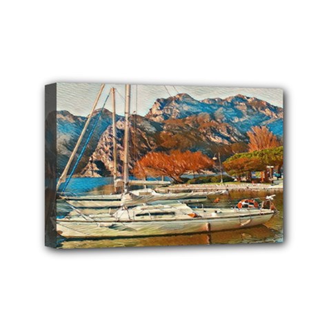 Boats On Lake Garda, Italy  Mini Canvas 6  X 4  (stretched) by ConteMonfrey