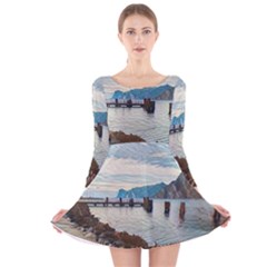 Ducks On Gardasee Long Sleeve Velvet Skater Dress by ConteMonfrey