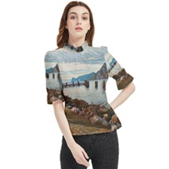 Ducks On Gardasee Frill Neck Blouse