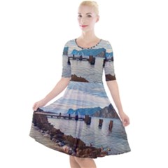 Ducks On Gardasee Quarter Sleeve A-line Dress by ConteMonfrey