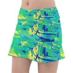 Blue And Green Boat Modern  Classic Tennis Skirt by ConteMonfrey