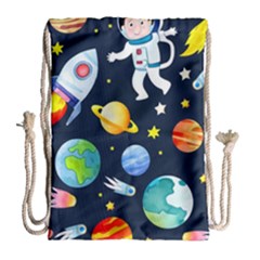 Space Galaxy Seamless Background Drawstring Bag (large) by Jancukart