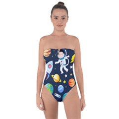 Space Galaxy Seamless Background Tie Back One Piece Swimsuit by Jancukart