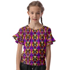 Cute Small Dogs With Colorful Flowers Kids  Cut Out Flutter Sleeves by pepitasart