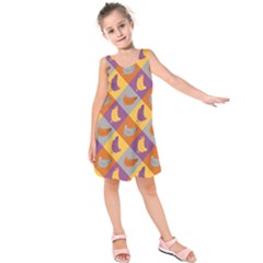Chickens Pixel Pattern - Version 1b Kids  Sleeveless Dress by wagnerps