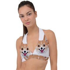 Cardigan Corgi Face Halter Plunge Bikini Top by wagnerps