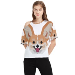 Cardigan Corgi Face One Shoulder Cut Out Tee by wagnerps