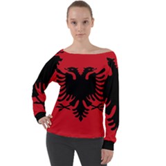 Albania Off Shoulder Long Sleeve Velour Top by tony4urban