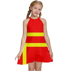 Normandy Flag Kids  Halter Collar Waist Tie Chiffon Dress by tony4urban