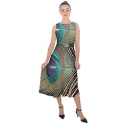 Peacock Midi Tie-back Chiffon Dress