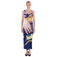 Stevie Ray Guitar  Fitted Maxi Dress by StarvingArtisan