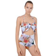 Daisy Painting  Scallop Top Cut Out Swimsuit