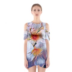 Daisy Painting  Shoulder Cutout One Piece Dress by StarvingArtisan