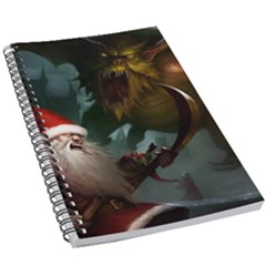 A Santa Claus Standing In Front Of A Dragon 5 5  X 8 5  Notebook by bobilostore