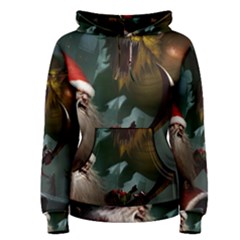 A Santa Claus Standing In Front Of A Dragon Low Women s Pullover Hoodie by EmporiumofGoods