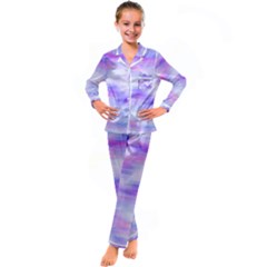 Bright Colored Stain Abstract Pattern Kid s Satin Long Sleeve Pajamas Set by dflcprintsclothing