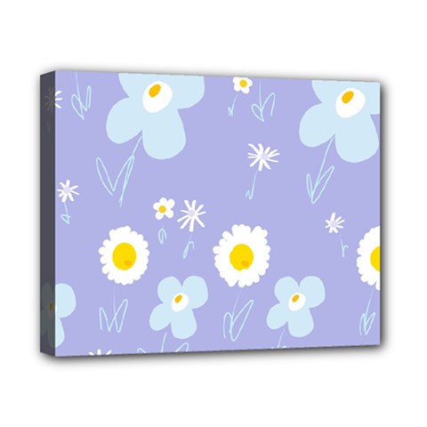 Daisy Flowers Blue White Yellow Lavender Canvas 10  X 8  (stretched) by Mazipoodles
