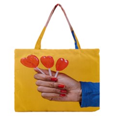 Valentine Day Lolly Candy Heart Zipper Medium Tote Bag by artworkshop