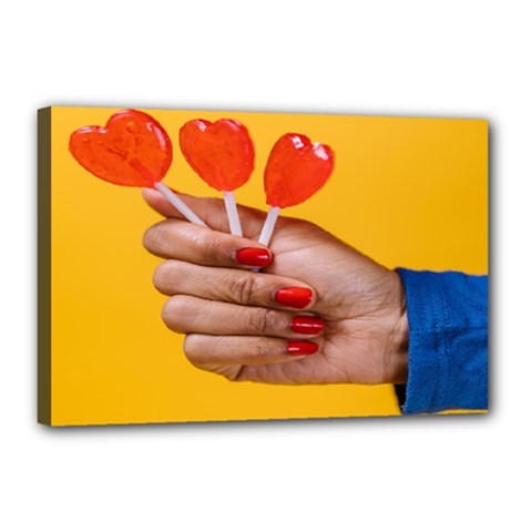 Valentine Day Lolly Candy Heart Canvas 18  X 12  (stretched) by artworkshop