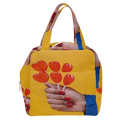 Valentine Day Lolly Candy Heart Boxy Hand Bag by artworkshop