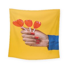 Valentine Day Lolly Candy Heart Square Tapestry (small) by artworkshop