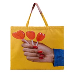 Valentine Day Lolly Candy Heart Zipper Large Tote Bag by artworkshop