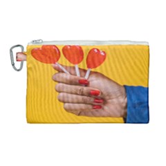 Valentine Day Lolly Candy Heart Canvas Cosmetic Bag (large) by artworkshop