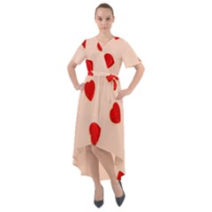 Valentine Day Pattern Logo Heart Front Wrap High Low Dress by artworkshop