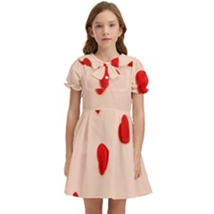 Valentine Day Pattern Logo Heart Kids  Bow Tie Puff Sleeve Dress by artworkshop