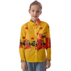 Valentine Day Heart Flower Gift Kids  Long Sleeve Shirt by artworkshop