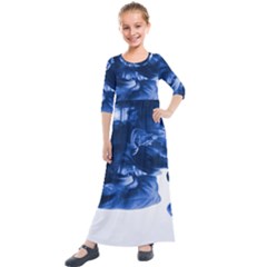 Moving Water And Ink Kids  Quarter Sleeve Maxi Dress by artworkshop