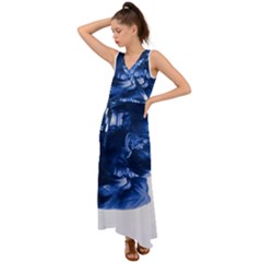 Moving Water And Ink V-neck Chiffon Maxi Dress by artworkshop