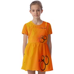 Wallpaper Liquid Bubbles Macro Orange Bright Kids  Short Sleeve Pinafore Style Dress by artworkshop
