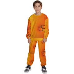 Wallpaper Liquid Bubbles Macro Orange Bright Kids  Sweatshirt Set by artworkshop