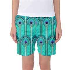 Gradient Art Deco Pattern Design Women s Basketball Shorts by artworkshop