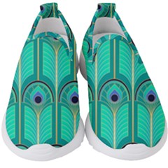 Gradient Art Deco Pattern Design Kids  Slip On Sneakers by artworkshop