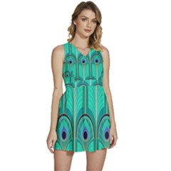 Gradient Art Deco Pattern Design Sleeveless High Waist Mini Dress by artworkshop