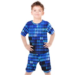 Pattern Blue Logo Kids  Tee And Shorts Set by artworkshop