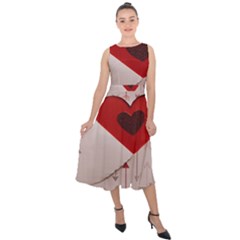 Valentine Day Heart Love Logo Midi Tie-back Chiffon Dress
