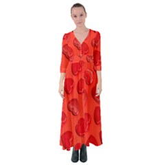 Valentine Day Heart Pattern  Button Up Maxi Dress by artworkshop