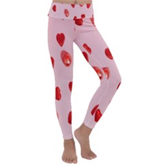 Valentine Day Heart Pattern Kids  Lightweight Velour Classic Yoga Leggings by artworkshop