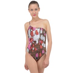 Valentine Day Heart Wallpaper Classic One Shoulder Swimsuit by artworkshop