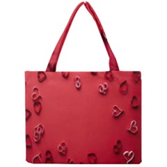Valentine Day Logo Heart Ribbon Mini Tote Bag by artworkshop
