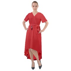 Valentine Day Logo Heart Ribbon Front Wrap High Low Dress by artworkshop