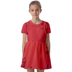 Valentine Day Logo Heart Ribbon Kids  Short Sleeve Pinafore Style Dress by artworkshop