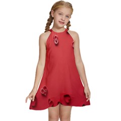 Valentine Day Logo Heart Ribbon Kids  Halter Collar Waist Tie Chiffon Dress by artworkshop