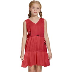 Valentine Day Logo Heart Ribbon Kids  Sleeveless Tiered Mini Dress by artworkshop